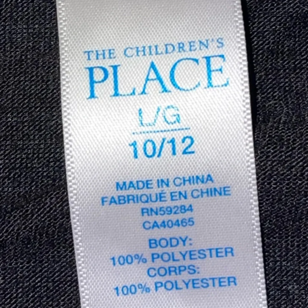 CHILDREN'S PLACE Boy's Black And Grey Graphic Long Sleeve Pajama Top Large 10/12